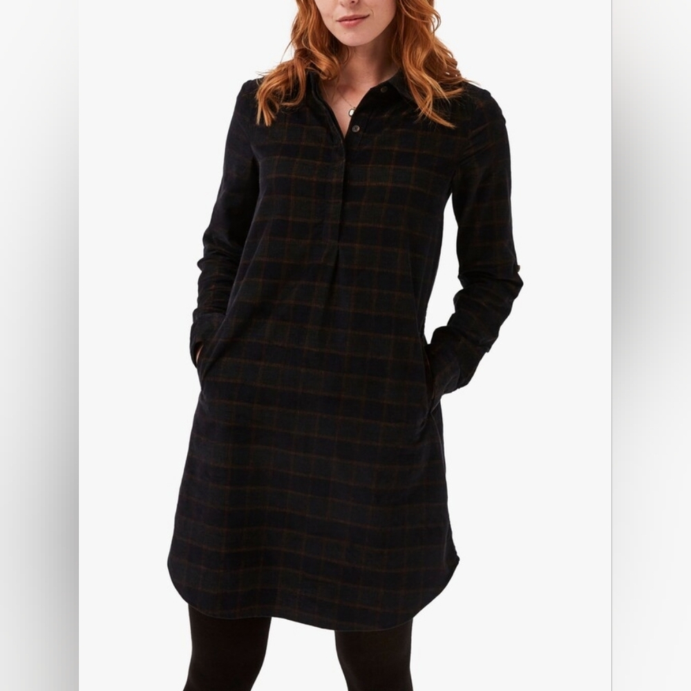 NWT Fat Face Women's Plaid Flannel Shirt Dress Size 4R